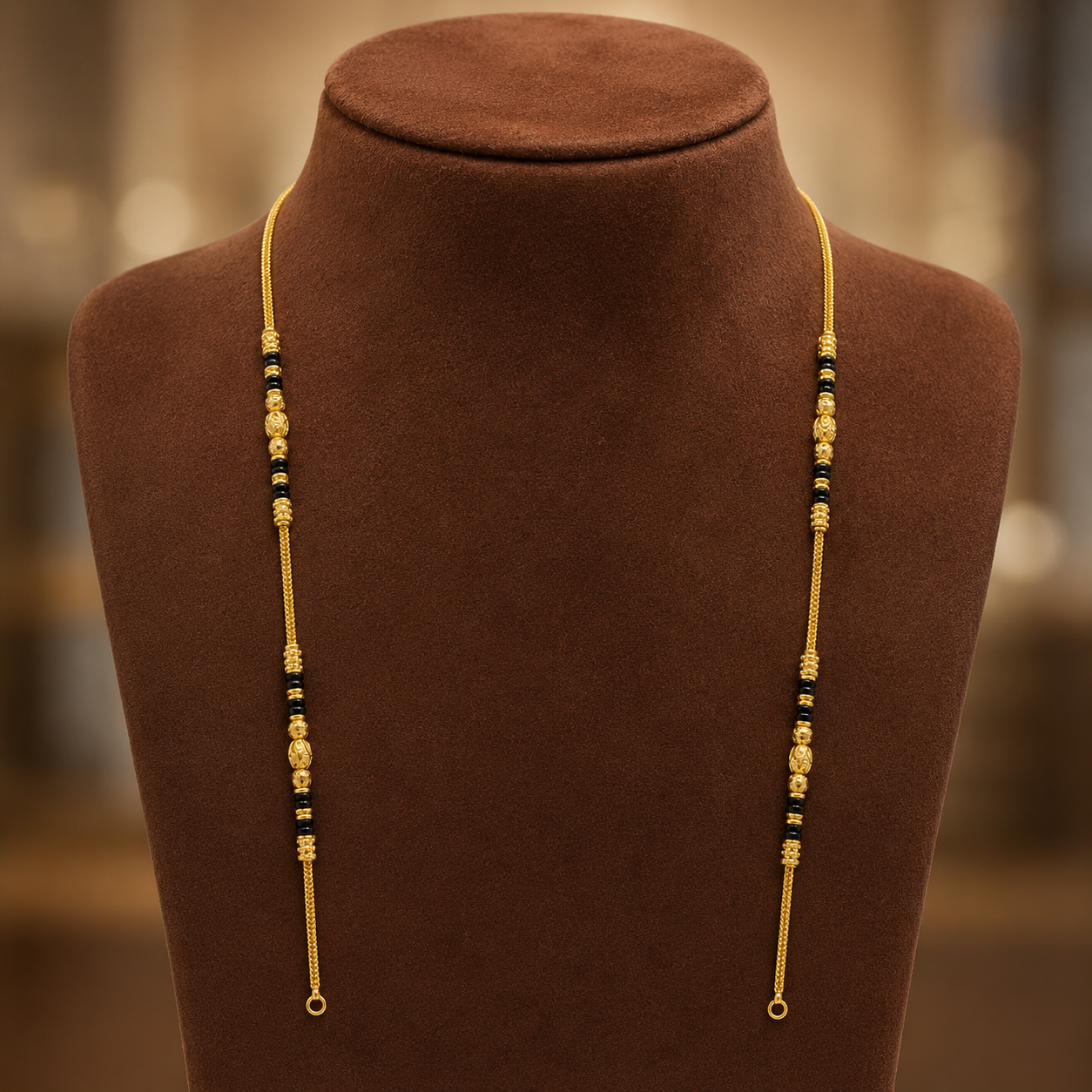 Traditional Gold Mangalsutra Chain in 22KT Yellow Gold with Black Beads | 8.21g | Elegant Chain (Copy)