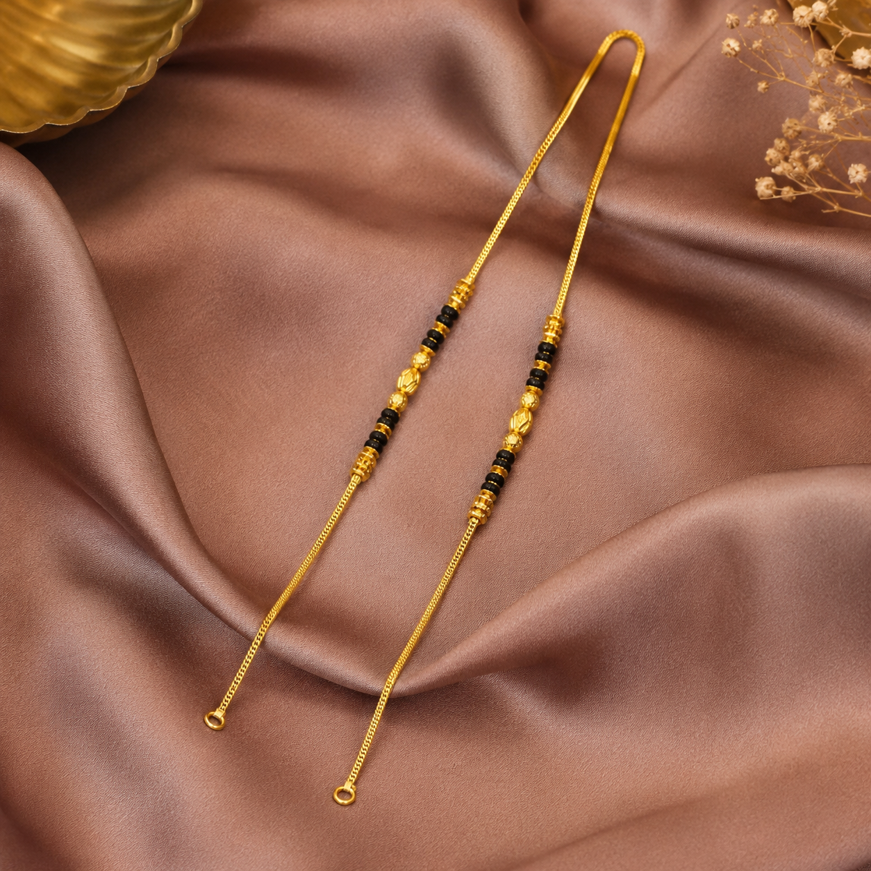 Traditional Gold Mangalsutra Chain in 22KT Yellow Gold with Black Beads | 8.21g | Elegant Chain (Copy)
