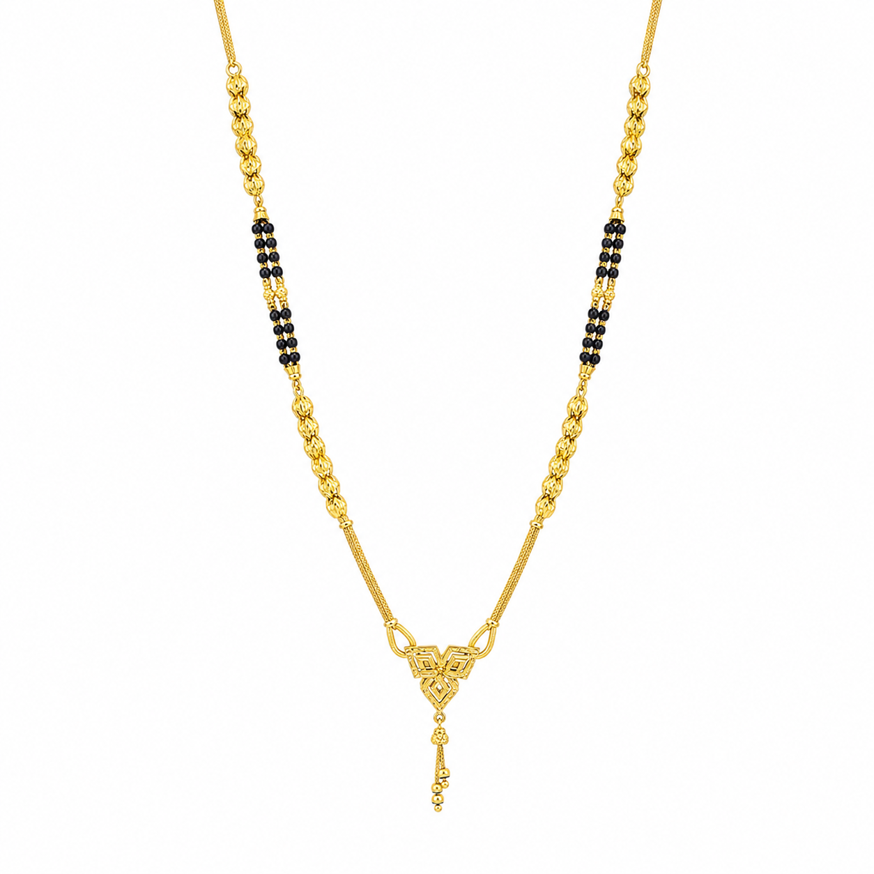 Traditional Gold Mangalsutra in 22KT Yellow Gold with Black Beads | 12.45g