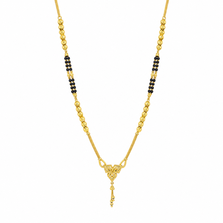 Traditional Gold Mangalsutra in 22KT Yellow Gold with Black Beads | 12.45g
