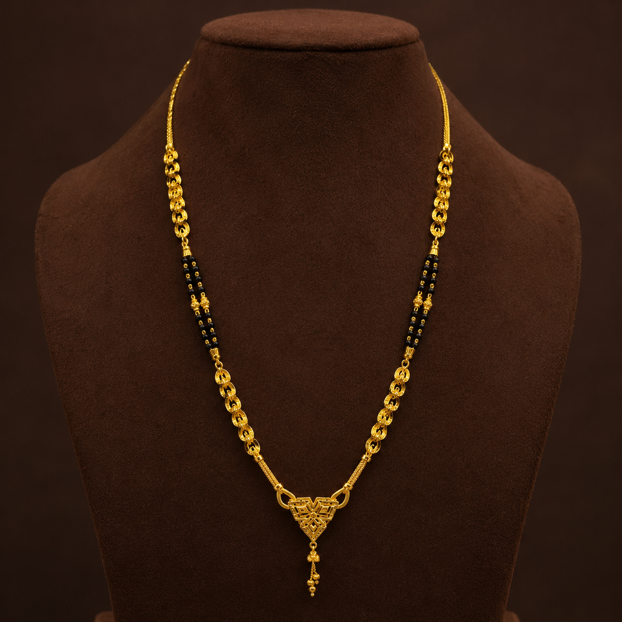 Traditional Gold Mangalsutra in 22KT Yellow Gold with Black Beads | 12.45g
