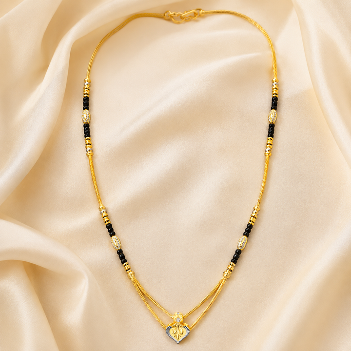 Traditional Gold Mangalsutra in 22KT Yellow Gold with Black Beads | 10.33g