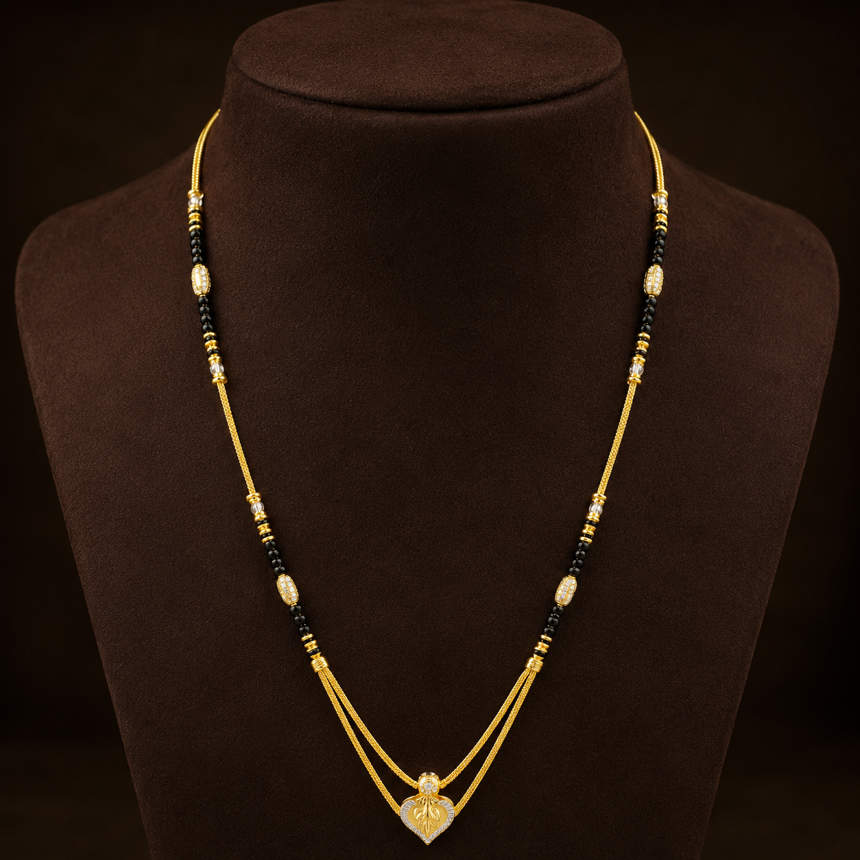 Traditional Gold Mangalsutra in 22KT Yellow Gold with Black Beads | 10.33g