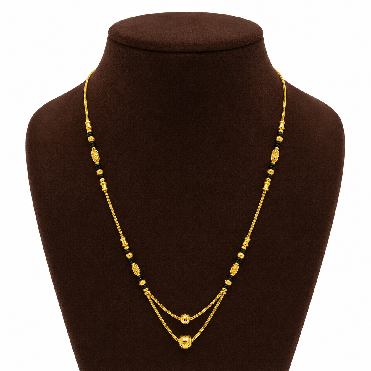 Traditional Gold Mangalsutra in 22KT Yellow Gold with Black Beads | 8.28g