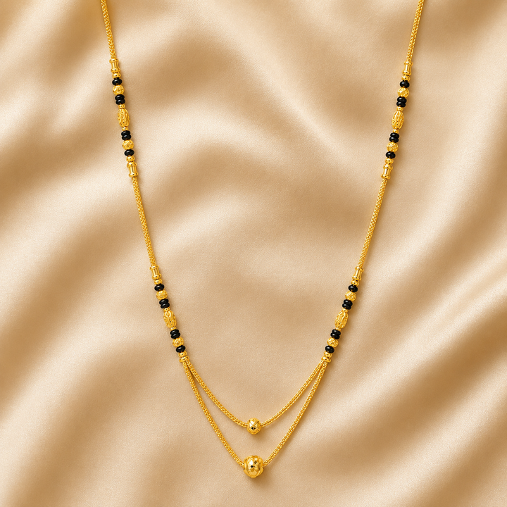 Traditional Gold Mangalsutra in 22KT Yellow Gold with Black Beads | 8.28g