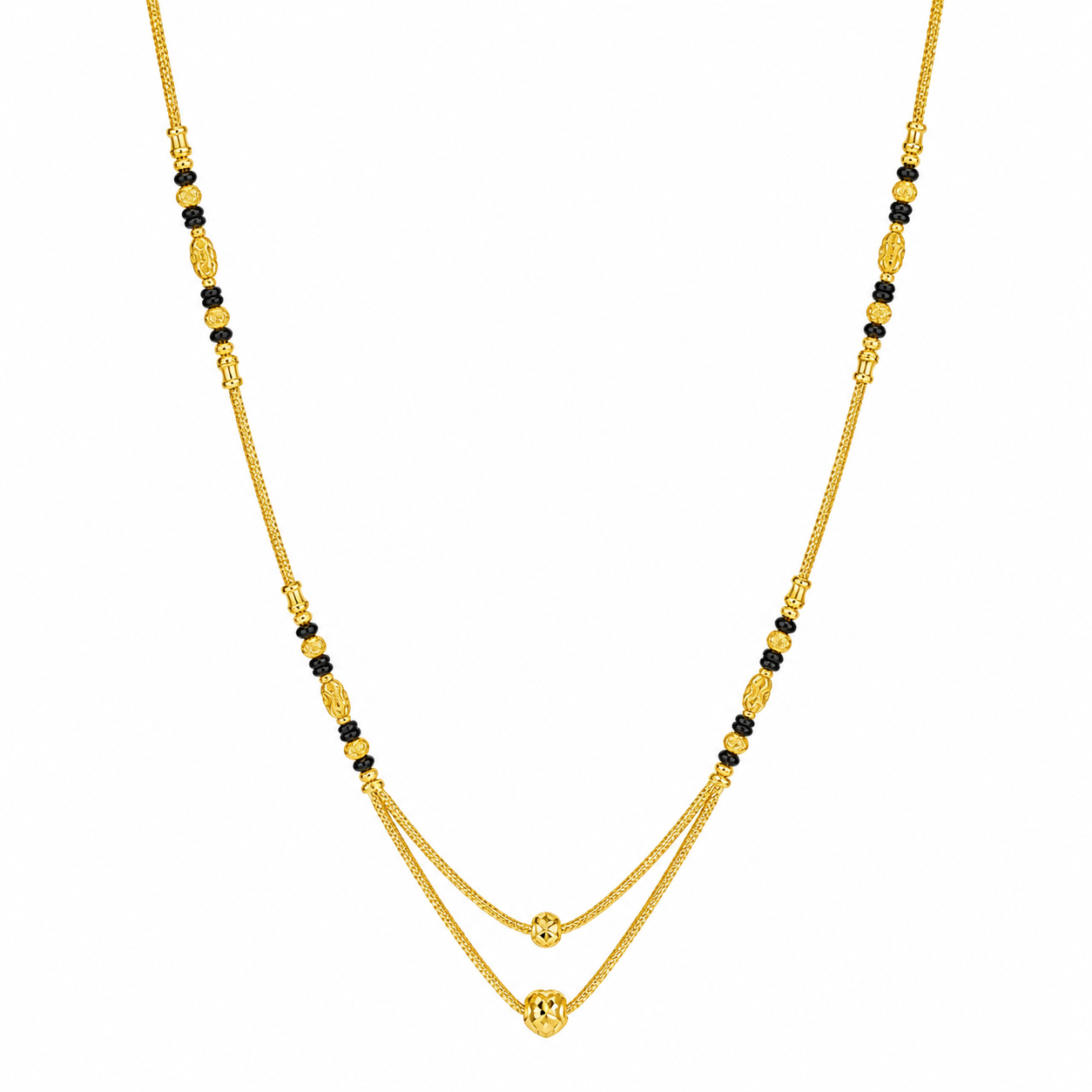 Traditional Gold Mangalsutra in 22KT Yellow Gold with Black Beads | 8.28g