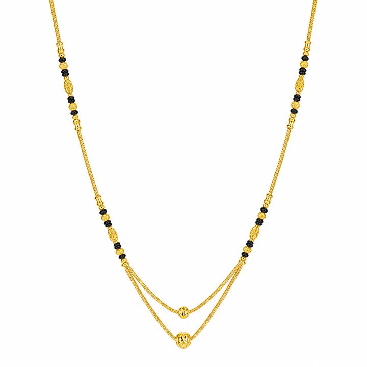 Traditional Gold Mangalsutra in 22KT Yellow Gold with Black Beads | 8.28g