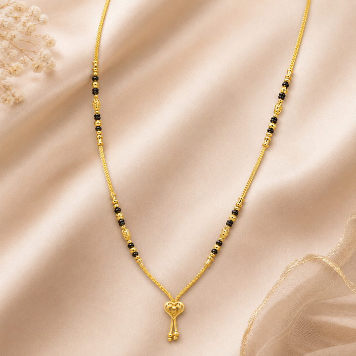 Traditional Gold Mangalsutra in 22KT Yellow Gold with Black Beads | 8.28g | New Design