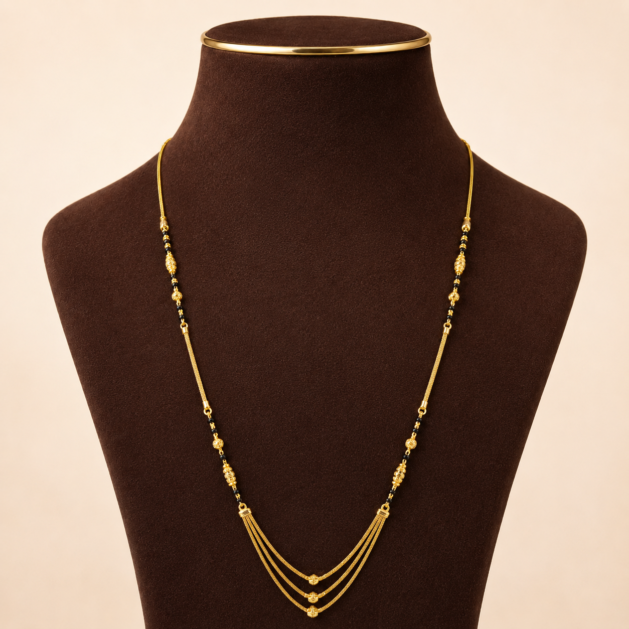 Traditional Gold Mangalsutra in 22KT Yellow Gold with Black Beads | 9.94g