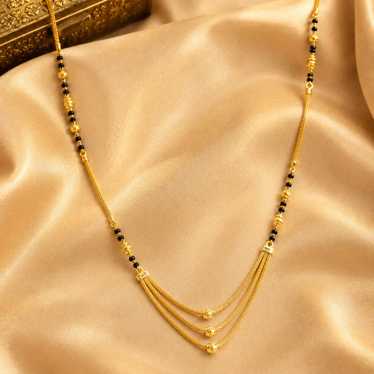 Traditional Gold Mangalsutra in 22KT Yellow Gold with Black Beads | 9.94g
