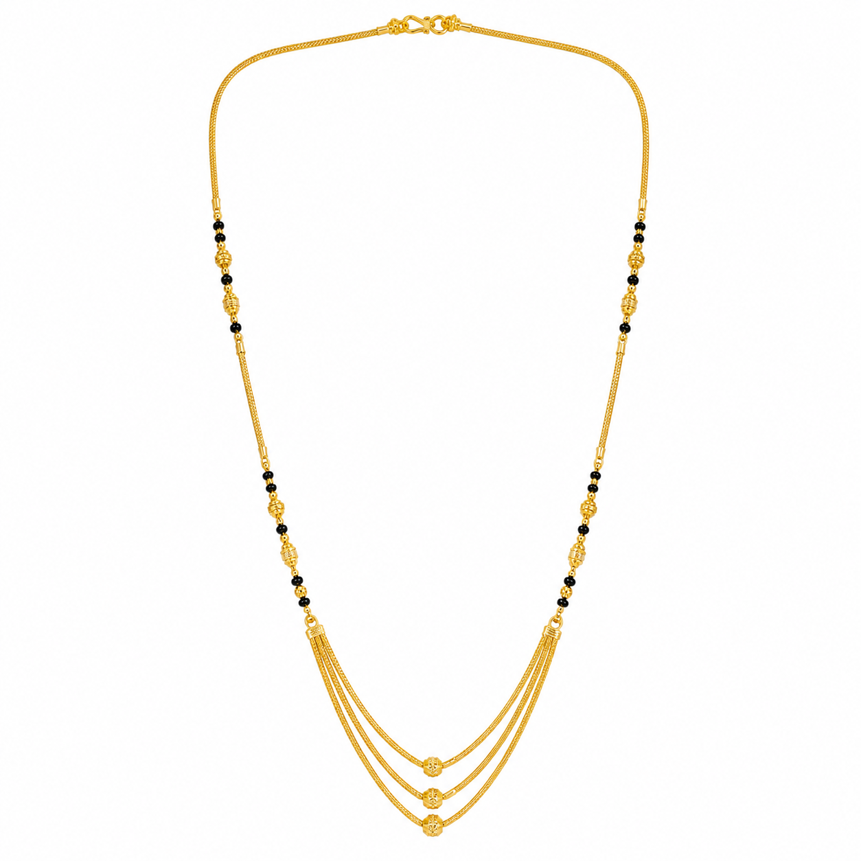 Traditional Gold Mangalsutra in 22KT Yellow Gold with Black Beads | 9.94g