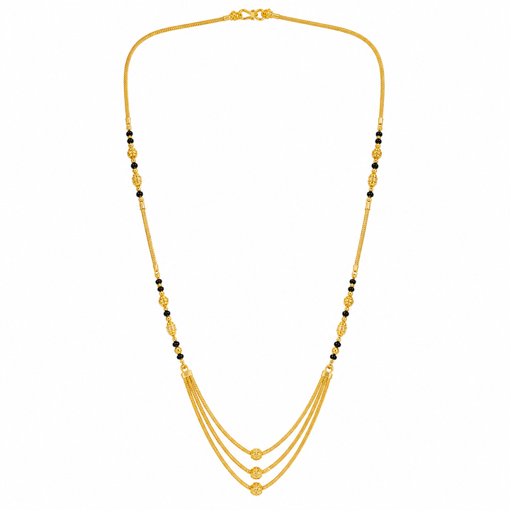 Traditional Gold Mangalsutra in 22KT Yellow Gold with Black Beads | 9.94g