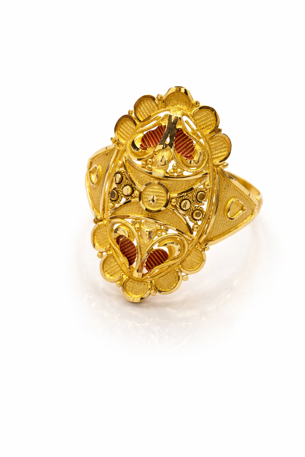 Oval Jali Filigree Gold Ladies Ring