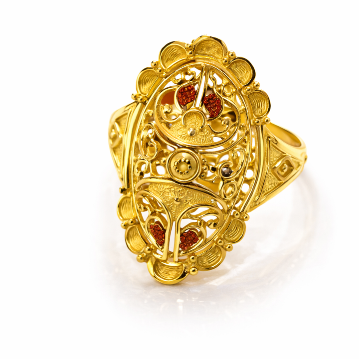 Paisley Scroll Kundan Gold Ladies Ring