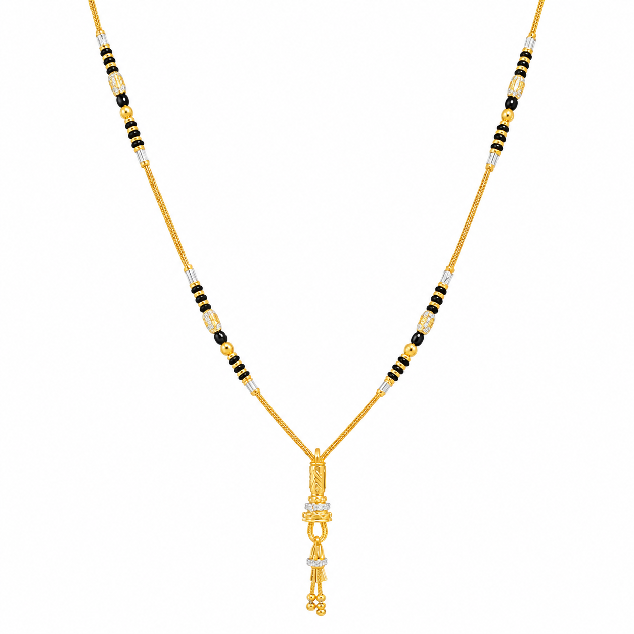 Traditional Gold Mangalsutra in 22KT Yellow Gold with Black Beads | 10.30g