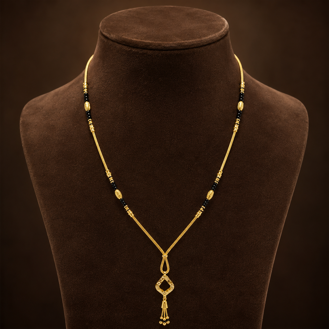 Traditional Gold Mangalsutra in 22KT Yellow Gold with Black Beads | 9.310g
