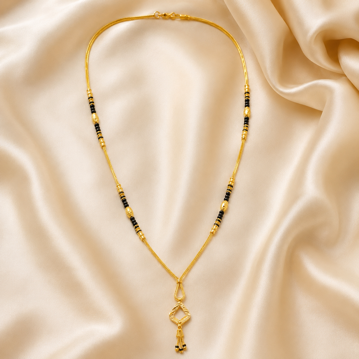 Traditional Gold Mangalsutra in 22KT Yellow Gold with Black Beads | 9.310g