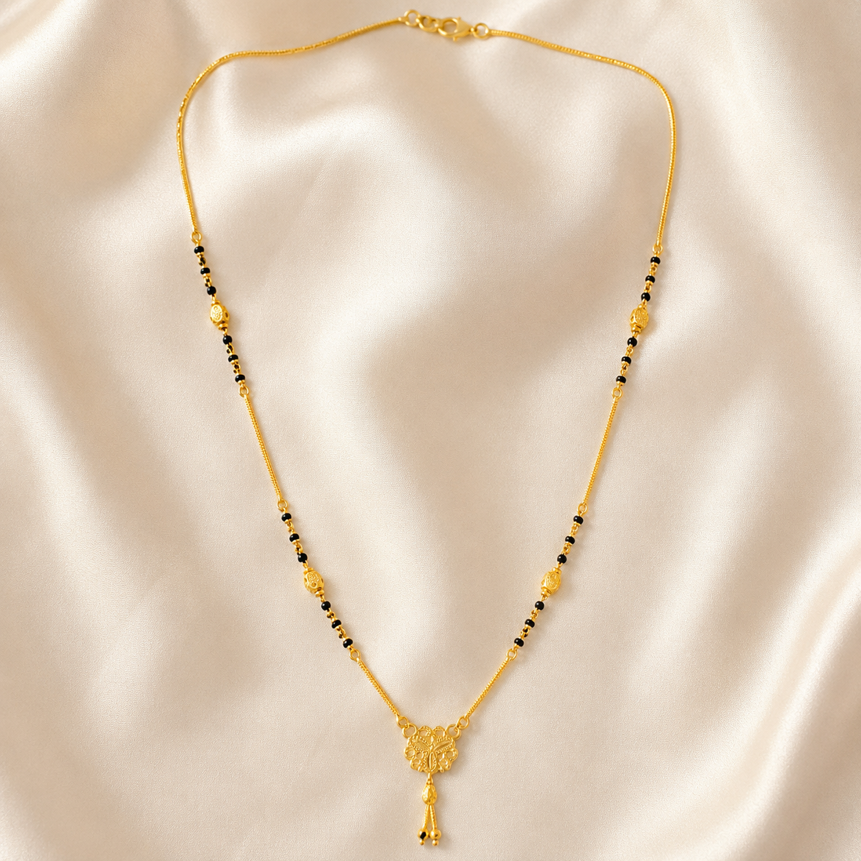 Traditional Gold Mangalsutra in 22KT Yellow Gold with Black Beads | 7.31g | Modern Design