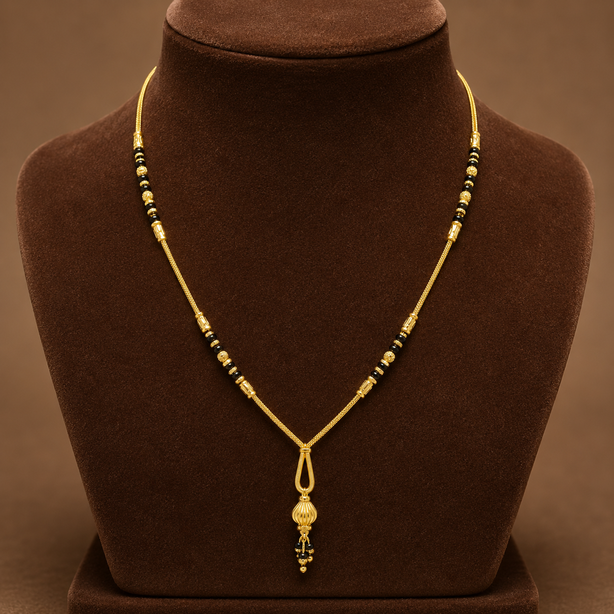 Traditional Gold Mangalsutra in 22KT Yellow Gold with Black Beads | 9.28g | Classic Design