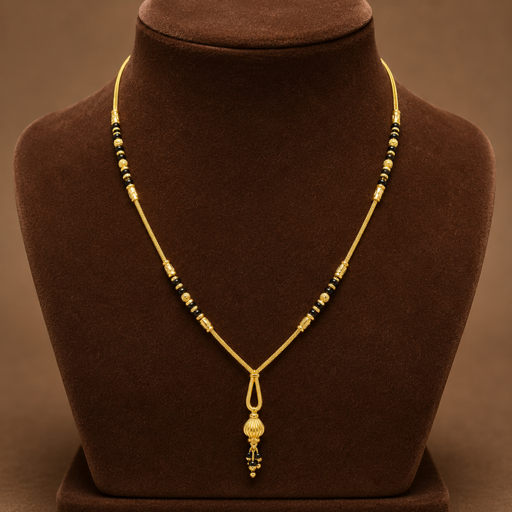 Traditional Gold Mangalsutra in 22KT Yellow Gold with Black Beads | 9.28g | Classic Design