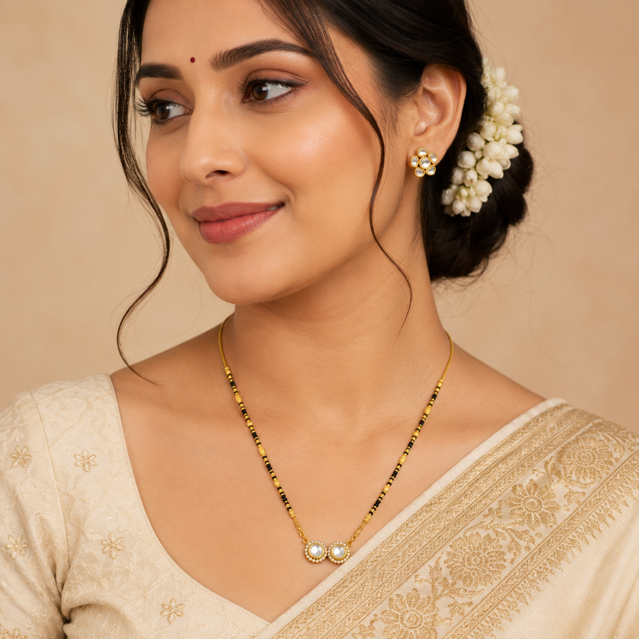 Traditional Gold Mangalsutra Chain in 22KT Yellow Gold with Black Beads | 8.32g | Charming Design