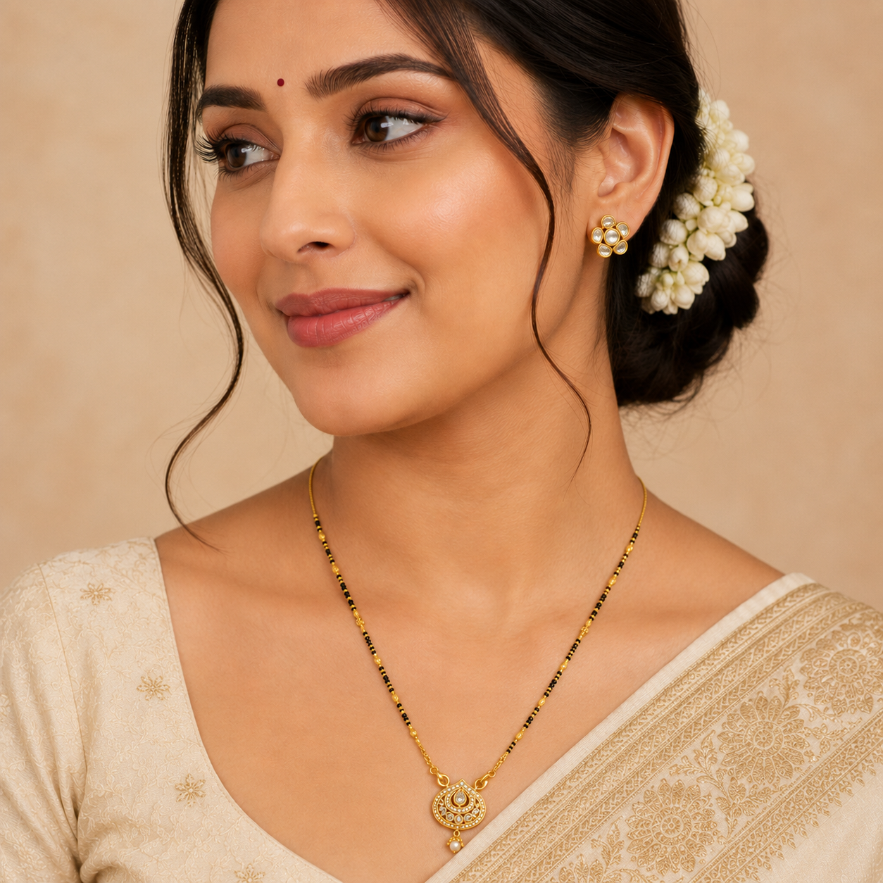 Traditional Gold Mangalsutra Chain in 22KT Yellow Gold with Black Beads | 8.32g | Charming Design