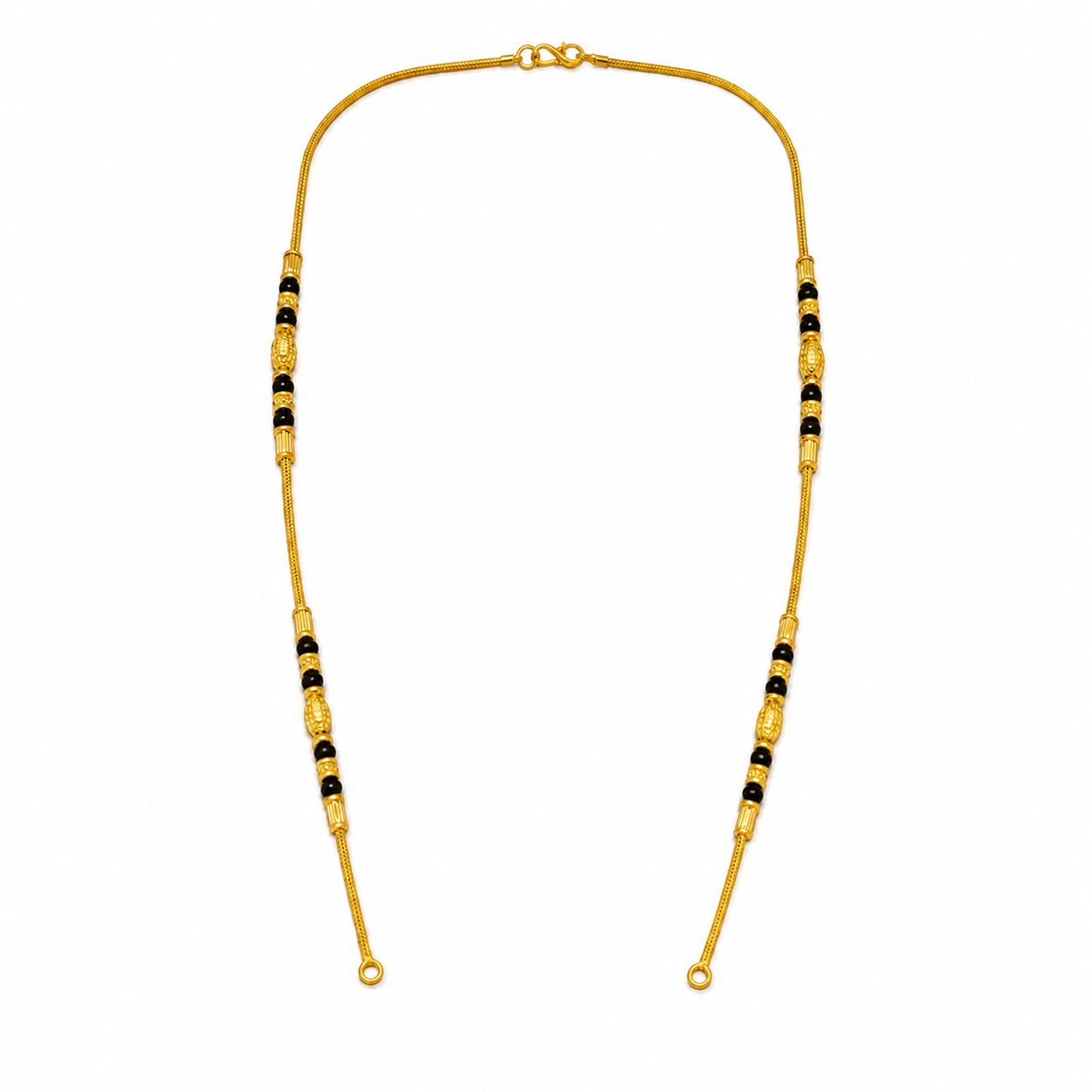Traditional Gold Mangalsutra Chain in 22KT Yellow Gold with Black Beads | 8.12g | Delicate Chain