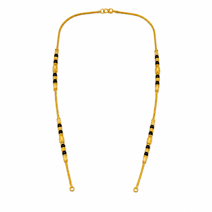 Traditional Gold Mangalsutra Chain in 22KT Yellow Gold with Black Beads | 8.12g | Delicate Chain