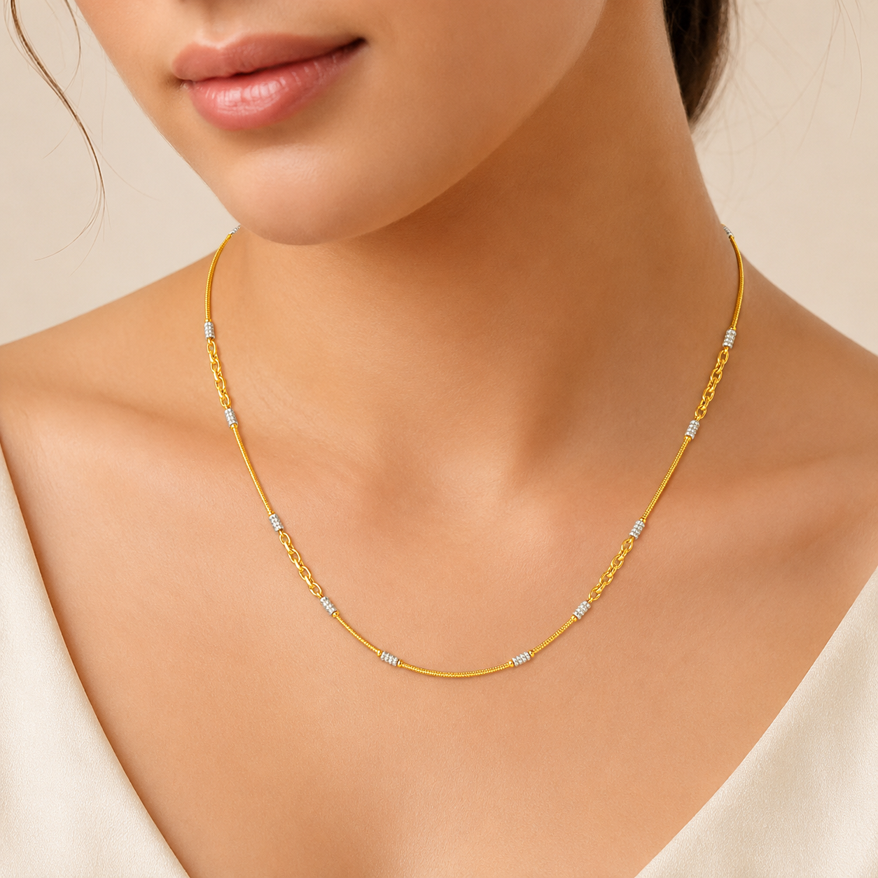 Wheat Spiga Gold Chain 22KT | 18 Inch Plain Gold Chain 6.47g II