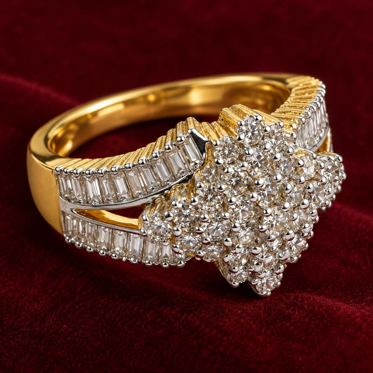 Starlit Cushion Cluster Diamond Ring