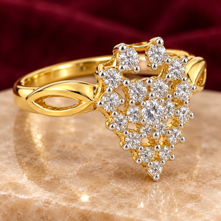 18K Gold Cascading Leaf Diamond Ring