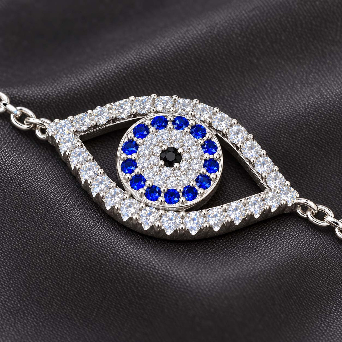 Blue Evil Eye Silver Chain Bracelet for Girls | Savya Jewels
