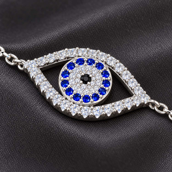 Blue Evil Eye Silver Chain Bracelet for Girls | Savya Jewels