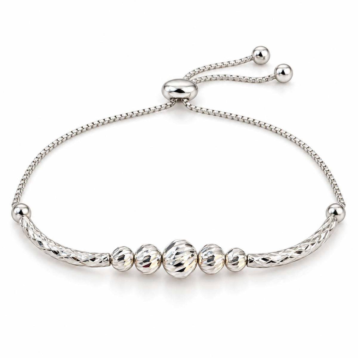 Faceted-Beads Silver Bracelet for Women | Savya Jewels