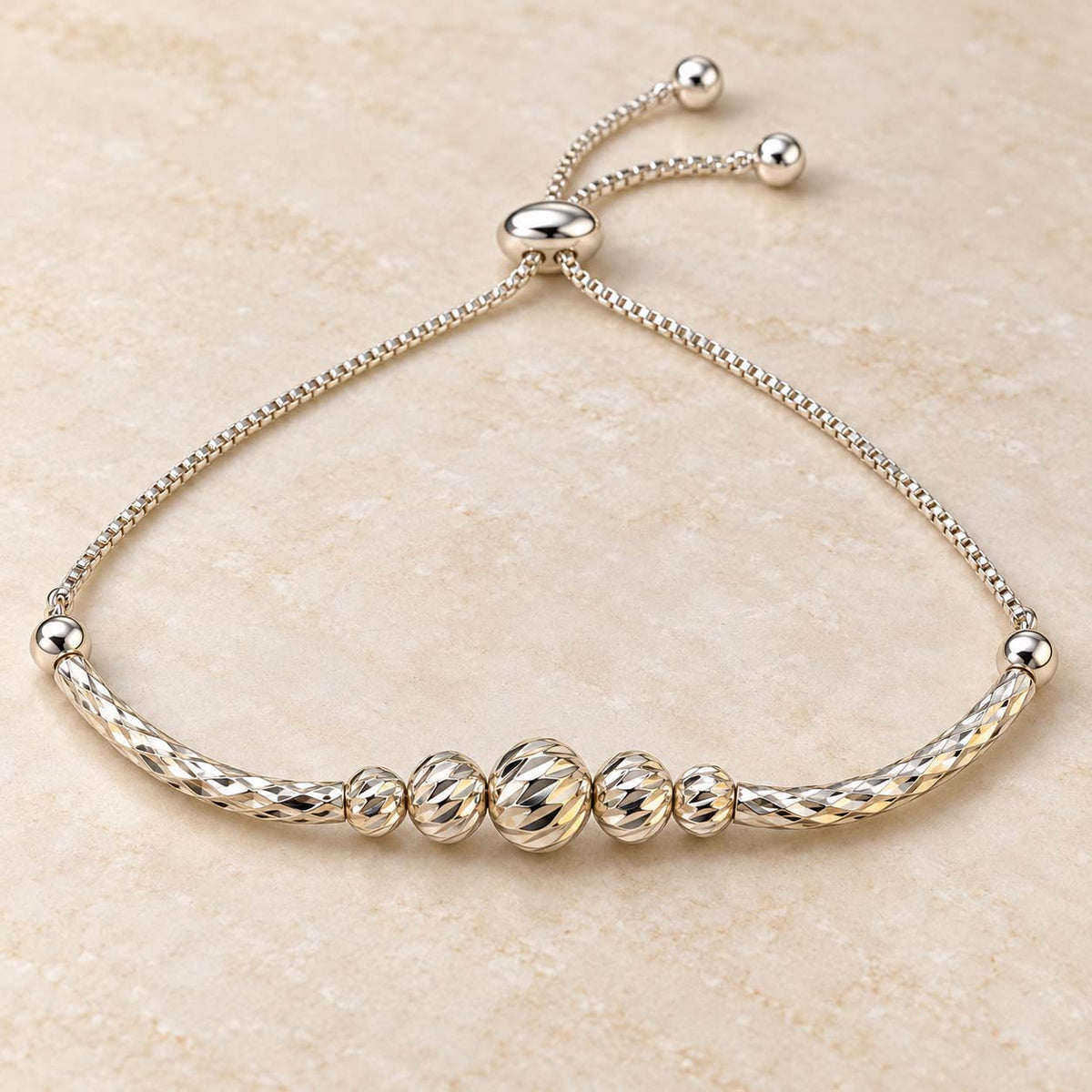 Faceted-Beads Silver Bracelet for Women | Savya Jewels