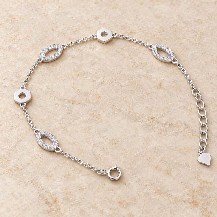 Oval Silver Bracelet for Women | Savya Jewels