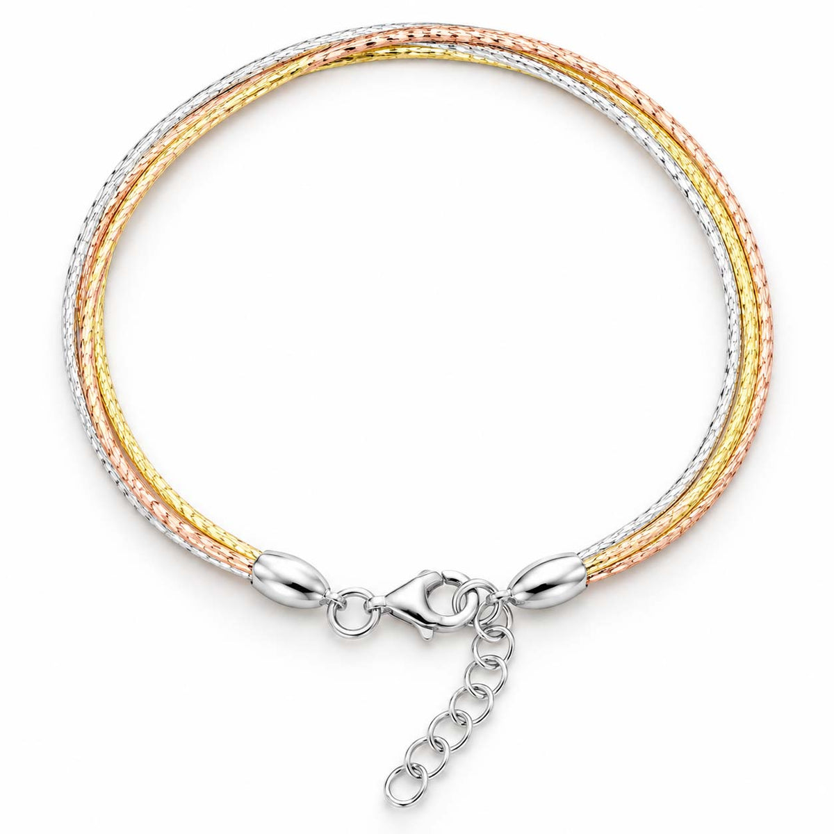 Three-Tone Silver Wire Bracelet for Women | Savya Jewels