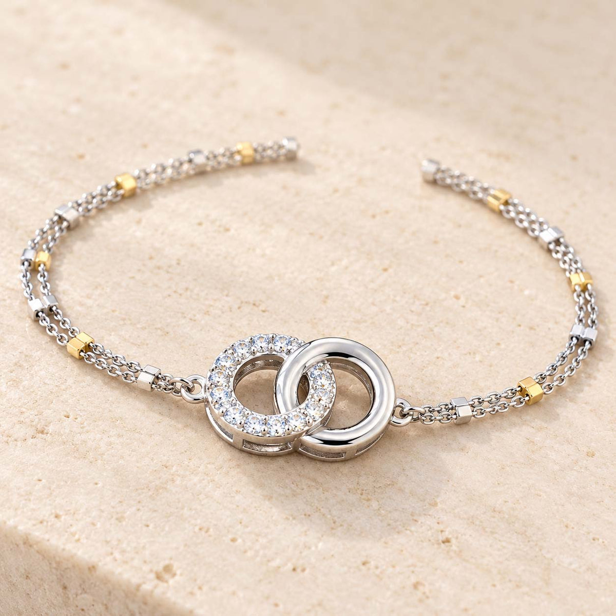 Two Circle Silver Wire Bracelet for Women | Savya Jewels