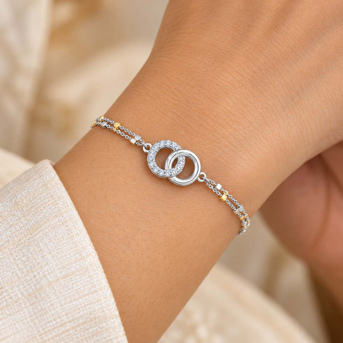 Two Circle Silver Wire Bracelet for Women | Savya Jewels