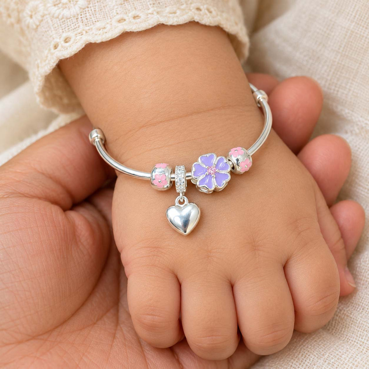 1. Silver Baby Kada Bracelet for Birthday Gifts | Savya Jewels