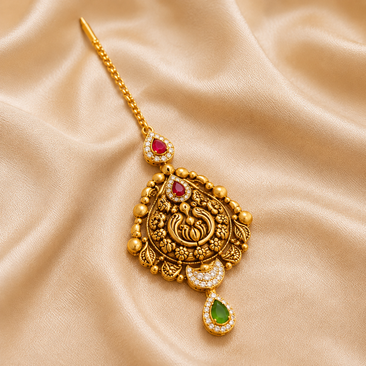 22Kt Gold Maang Tikka | Graceful Floral Design | Savya Jewels
