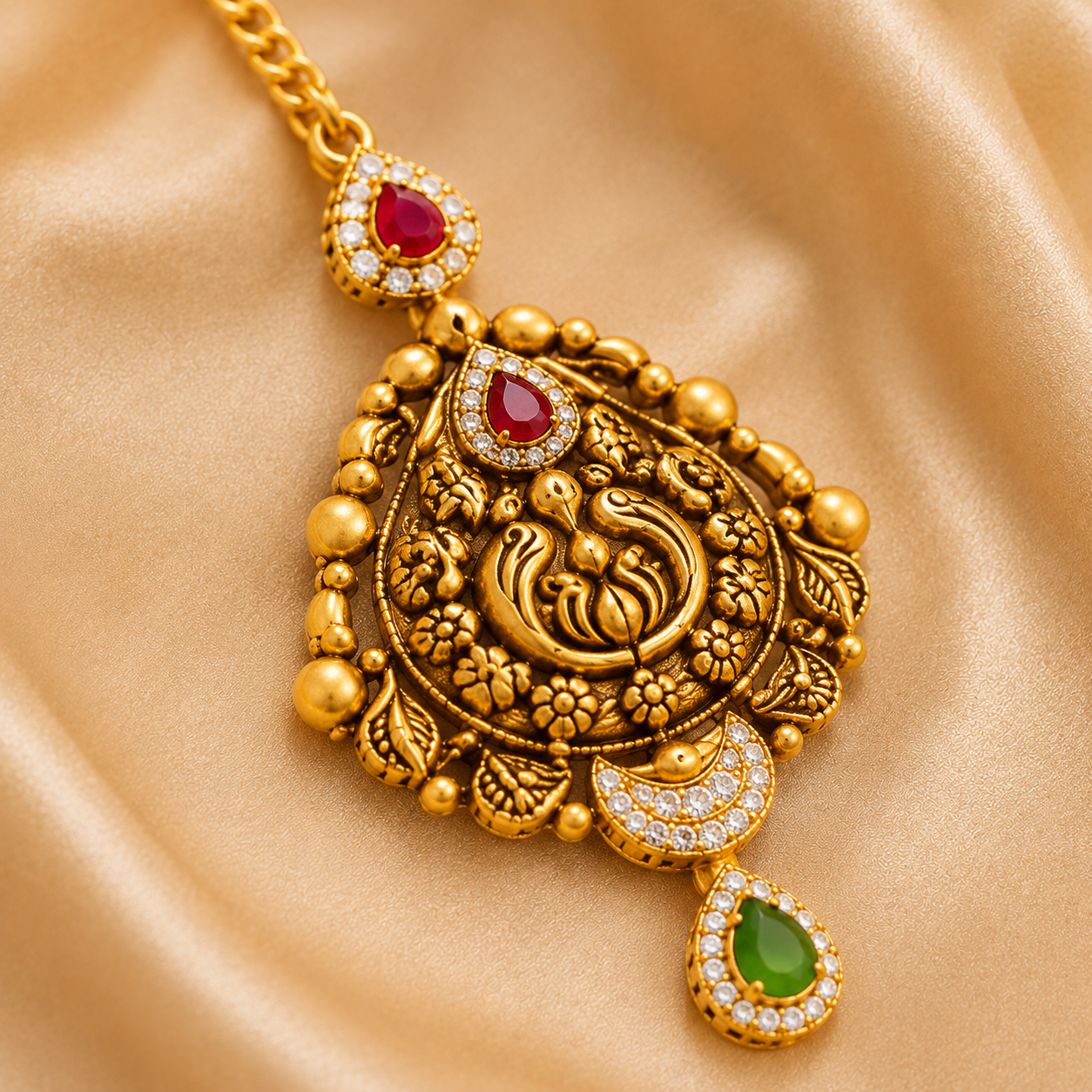 22Kt Gold Maang Tikka | Graceful Floral Design | Savya Jewels