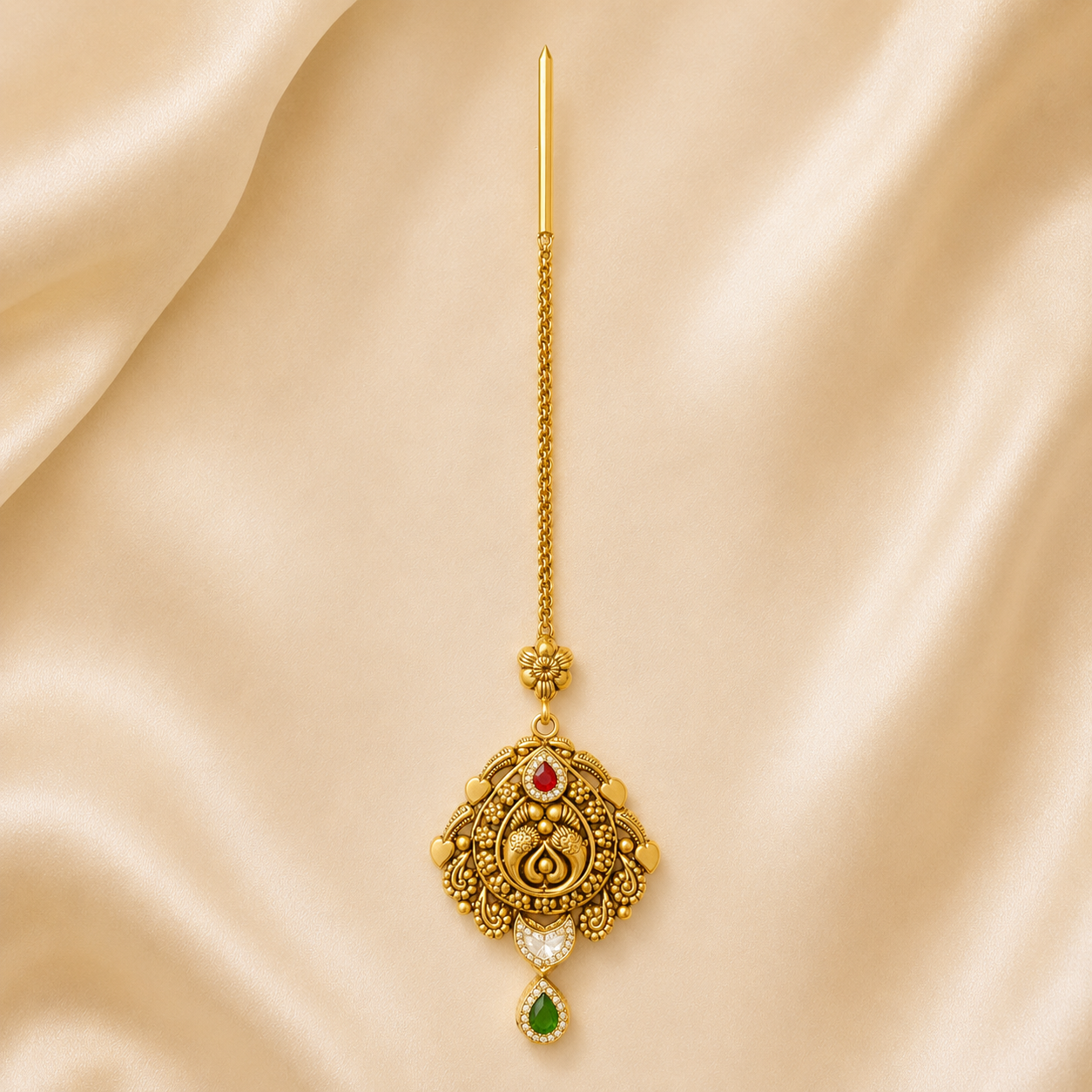 22Kt Gold Maang Tikka | Lightweight Everyday Design | Savya Jewels