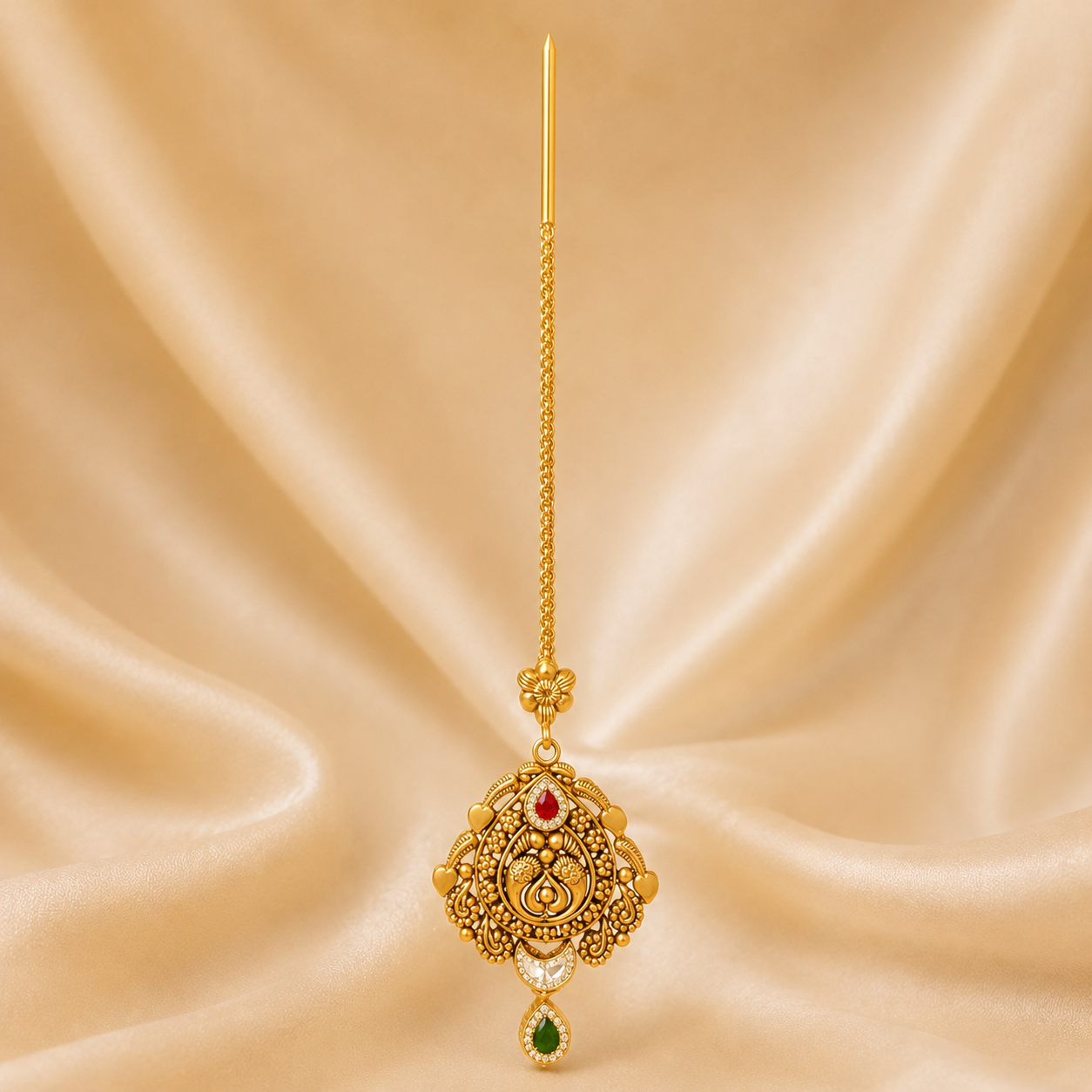 22Kt Gold Maang Tikka | Lightweight Everyday Design | Savya Jewels
