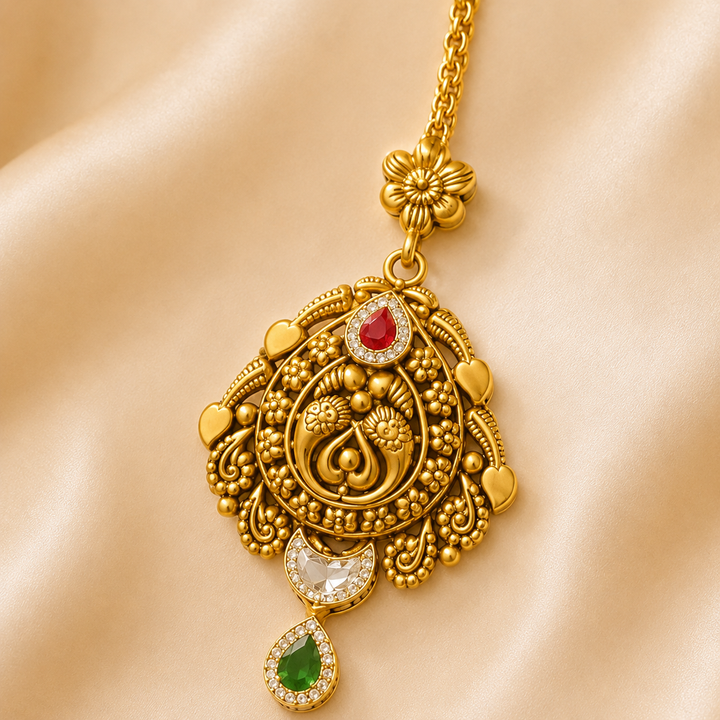 22Kt Gold Maang Tikka | Lightweight Everyday Design | Savya Jewels