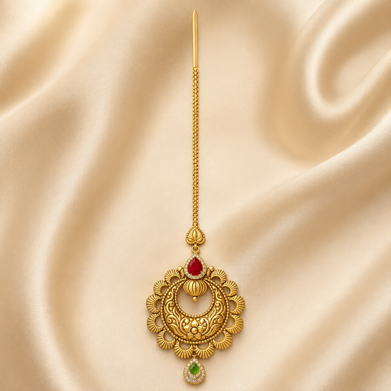 22Kt Gold Maang Tikka | Classic Bridal Design | Savya Jewels