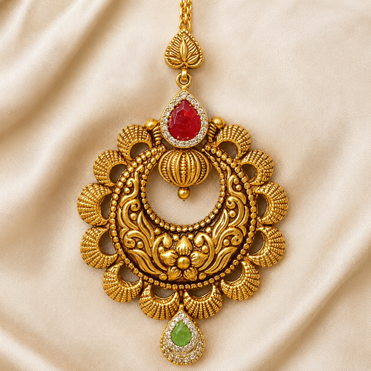 22Kt Gold Maang Tikka | Classic Bridal Design | Savya Jewels