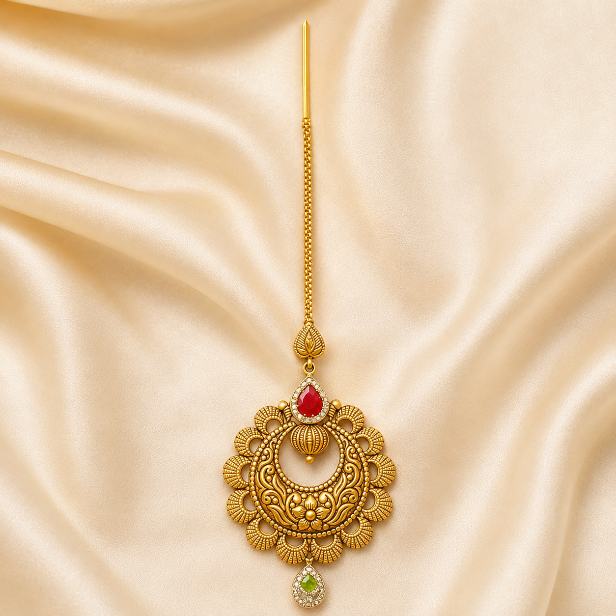 22Kt Gold Maang Tikka | Classic Bridal Design | Savya Jewels