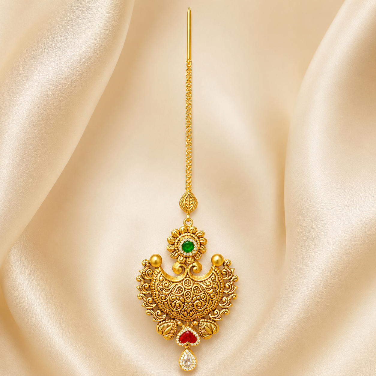 22Kt Gold Maang Tikka | Elegant Heritage Design | Savya Jewels