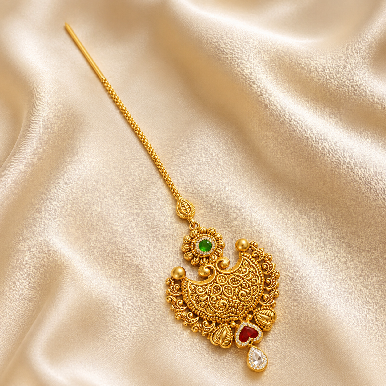 22Kt Gold Maang Tikka | Elegant Heritage Design | Savya Jewels